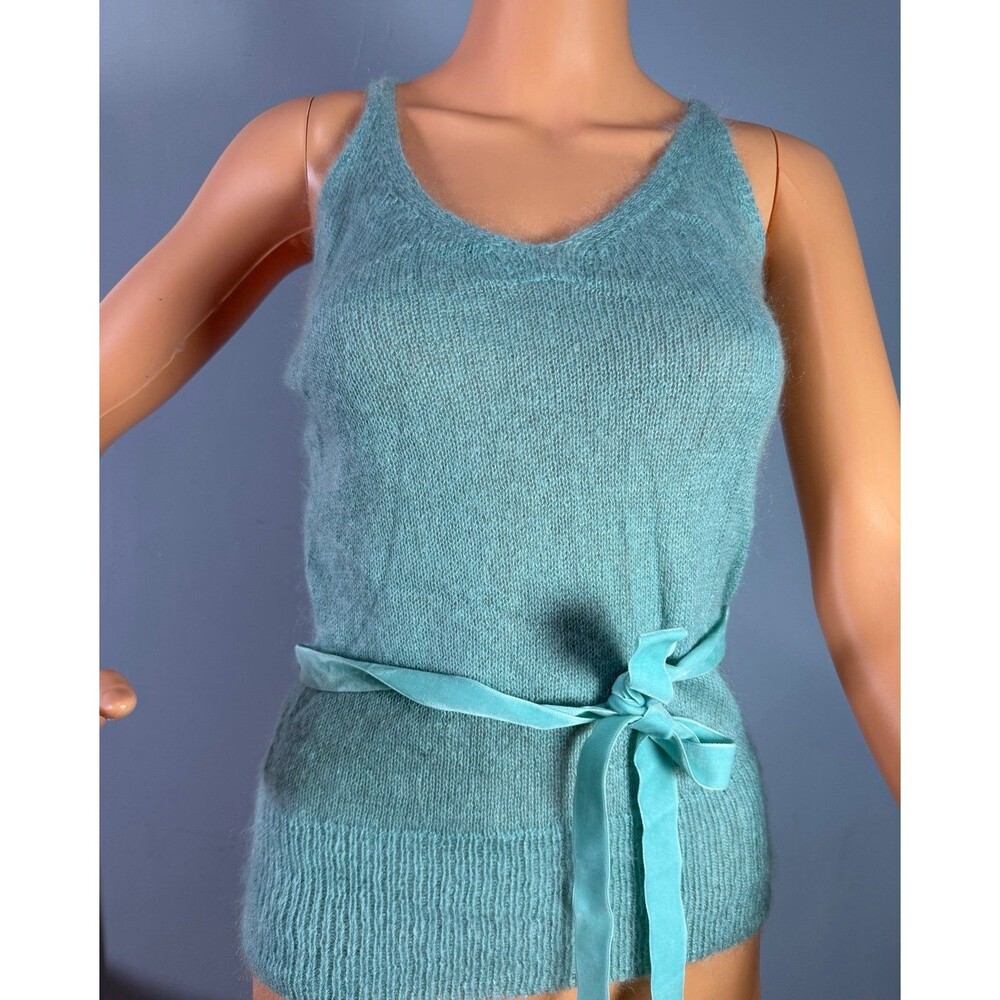 New Banana Republic Mohair Wool Knit Cami Tank Sweater Top Velvet Belt Green Med